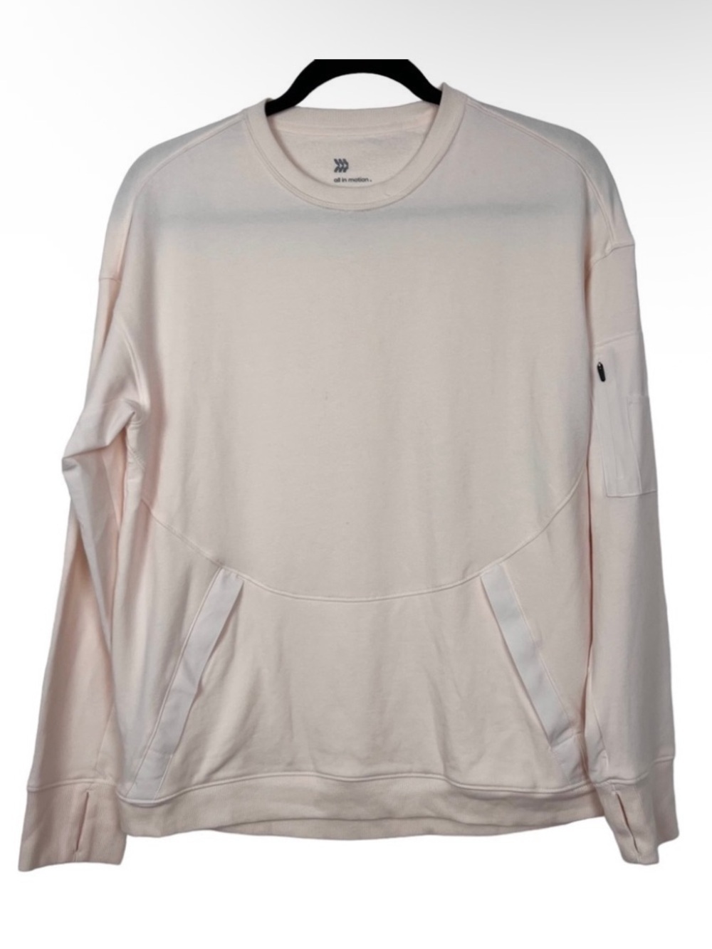 All in Motion Beige French Terry Modern Crewneck Sweatshirt Small